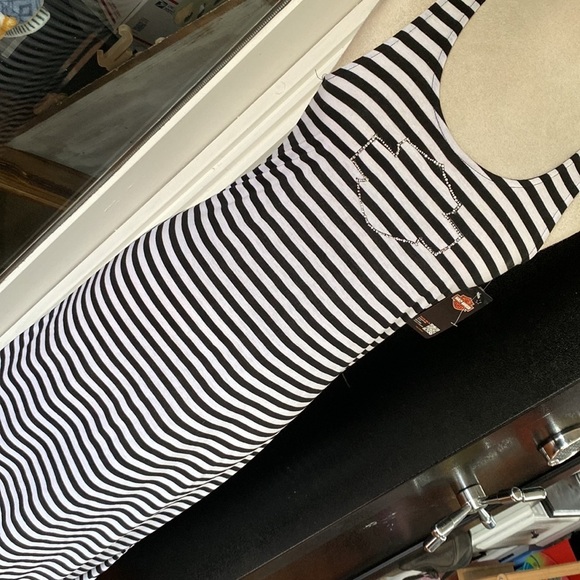 NWT HARLEY DAVIDSON MAXI DRESS RHINESTONE BAR AND SHIELD ON FRONT - Picture 12 of 12